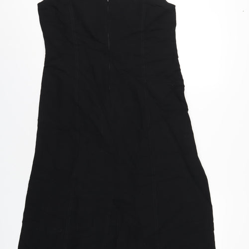 Marks and Spencer Womens Black Viscose A-Line Size 14 V-Neck Zip