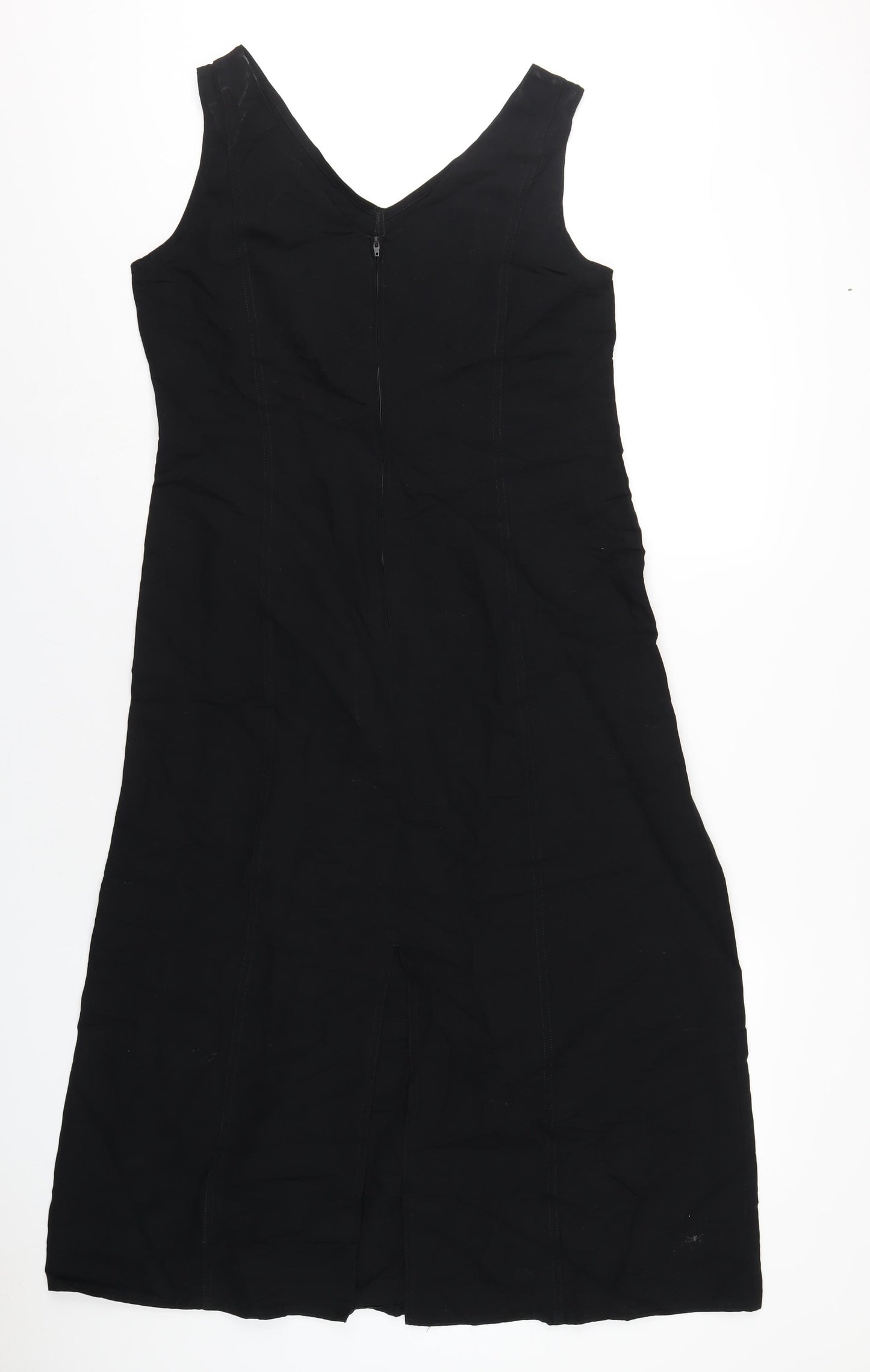 Marks and Spencer Womens Black Viscose A-Line Size 14 V-Neck Zip