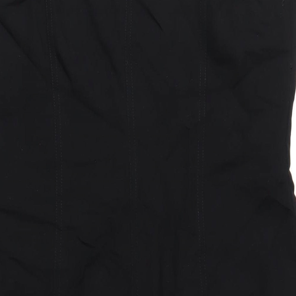 Marks and Spencer Womens Black Viscose A-Line Size 14 V-Neck Zip