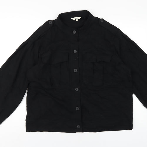 NEXT Womens Black Cotton Basic Button-Up Size 18 Round Neck