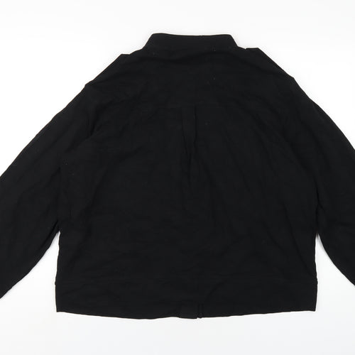 NEXT Womens Black Cotton Basic Button-Up Size 18 Round Neck