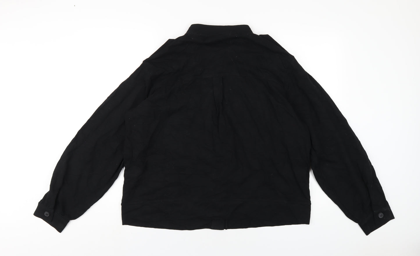 NEXT Womens Black Cotton Basic Button-Up Size 18 Round Neck
