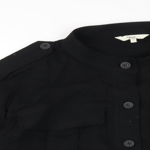 NEXT Womens Black Cotton Basic Button-Up Size 18 Round Neck
