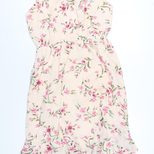 Simply Be Womens Pink Floral Polyester A-Line Size 16 Round Neck Tie