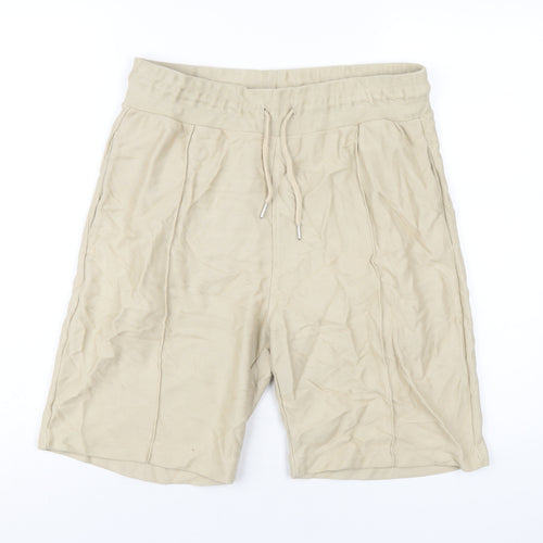 Kin Mens Beige Cotton Bermuda Shorts Size M L9 in Regular Drawstring