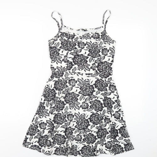 Dorothy Perkins Womens Black Floral Viscose A-Line Size 10 Round Neck Pullover