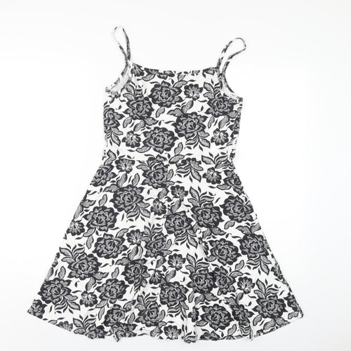 Dorothy Perkins Womens Black Floral Viscose A-Line Size 10 Round Neck Pullover