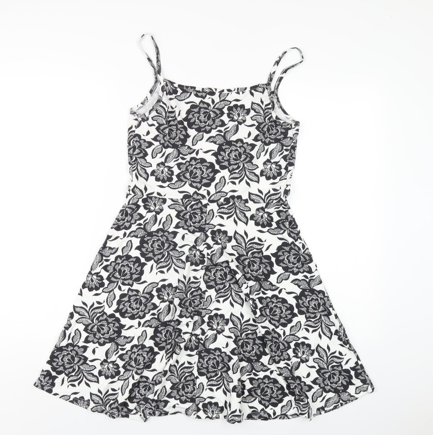 Dorothy Perkins Womens Black Floral Viscose A-Line Size 10 Round Neck Pullover