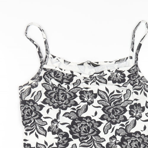 Dorothy Perkins Womens Black Floral Viscose A-Line Size 10 Round Neck Pullover