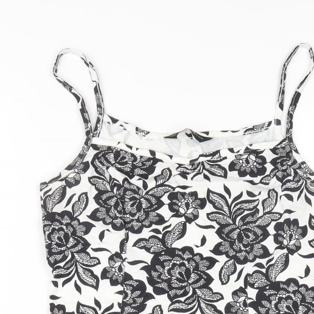 Dorothy Perkins Womens Black Floral Viscose A-Line Size 10 Round Neck Pullover
