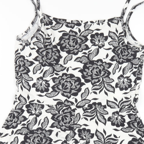 Dorothy Perkins Womens Black Floral Viscose A-Line Size 10 Round Neck Pullover