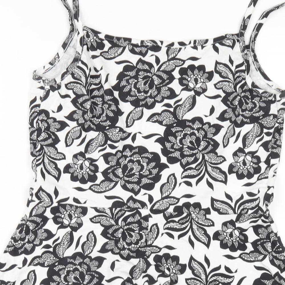 Dorothy Perkins Womens Black Floral Viscose A-Line Size 10 Round Neck Pullover