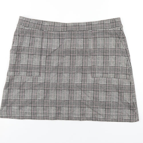 NEXT Womens Grey Plaid Polyester A-Line Skirt Size 16