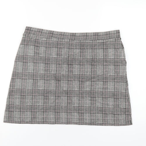 NEXT Womens Grey Plaid Polyester A-Line Skirt Size 16
