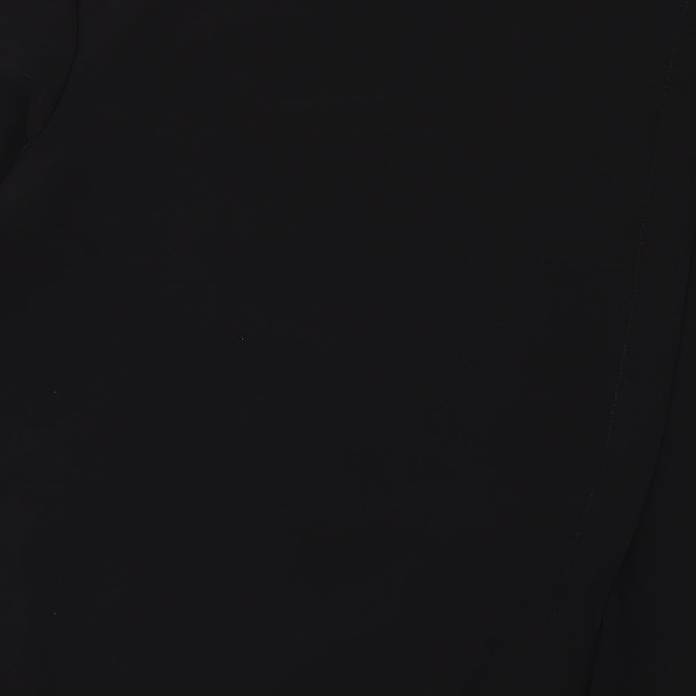 Nina Leonard Womens Black Polyester Basic T-Shirt Size S Round Neck