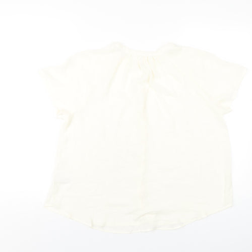H&M Womens Ivory Polyester Basic Blouse Size 8 V-Neck