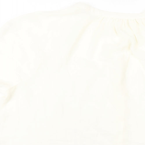 H&M Womens Ivory Polyester Basic Blouse Size 8 V-Neck
