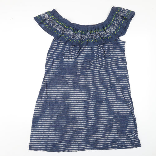 MANTARAY PRODUCTS Womens Blue Striped Cotton A-Line Size 20 Off the Shoulder Pullover
