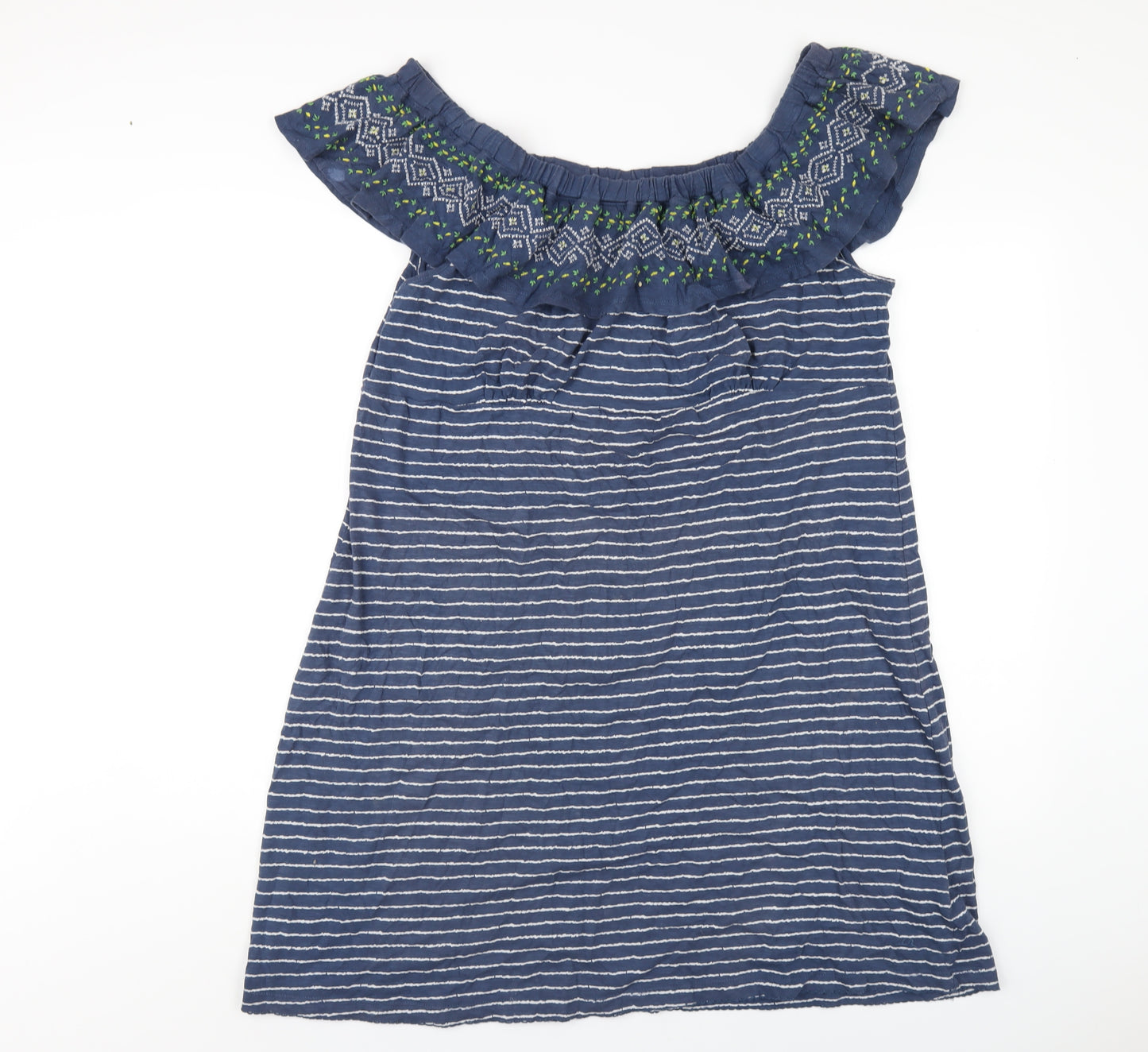 MANTARAY PRODUCTS Womens Blue Striped Cotton A-Line Size 20 Off the Shoulder Pullover