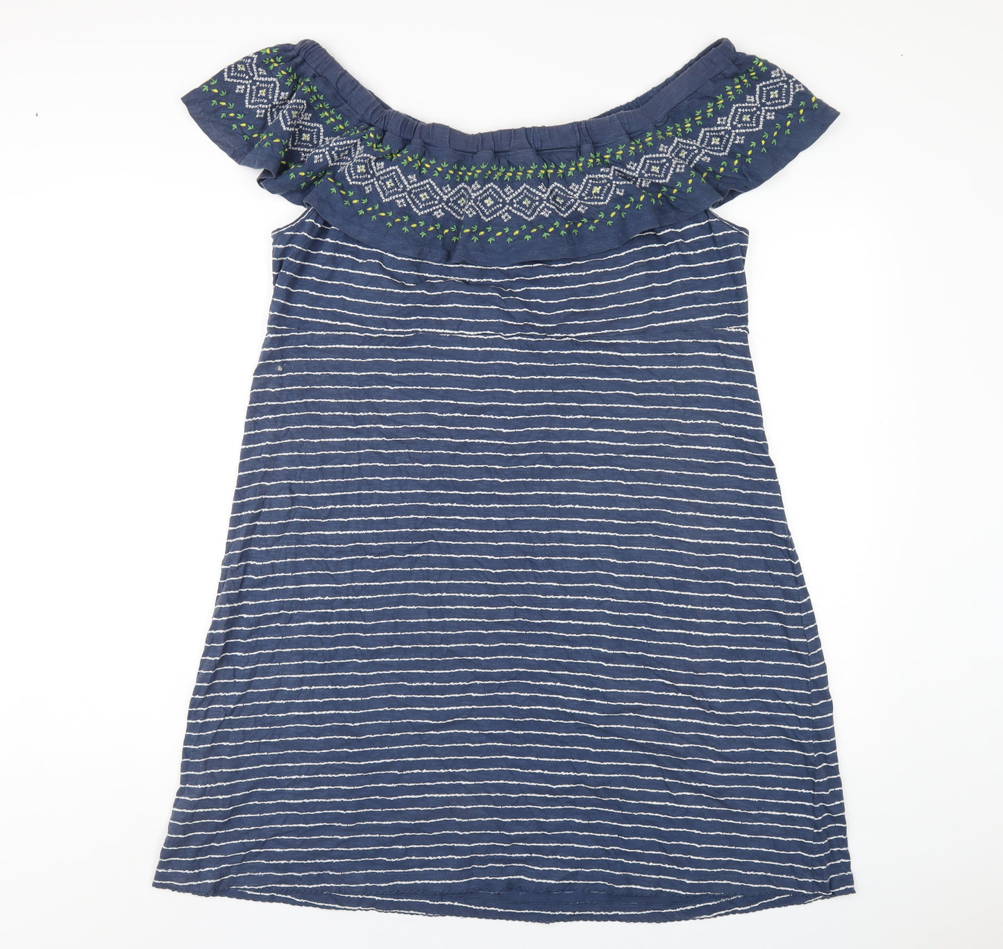 MANTARAY PRODUCTS Womens Blue Striped Cotton A-Line Size 20 Off the Shoulder Pullover