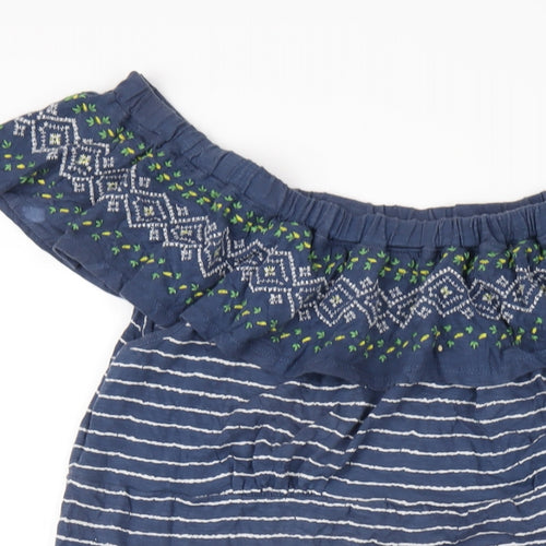 MANTARAY PRODUCTS Womens Blue Striped Cotton A-Line Size 20 Off the Shoulder Pullover
