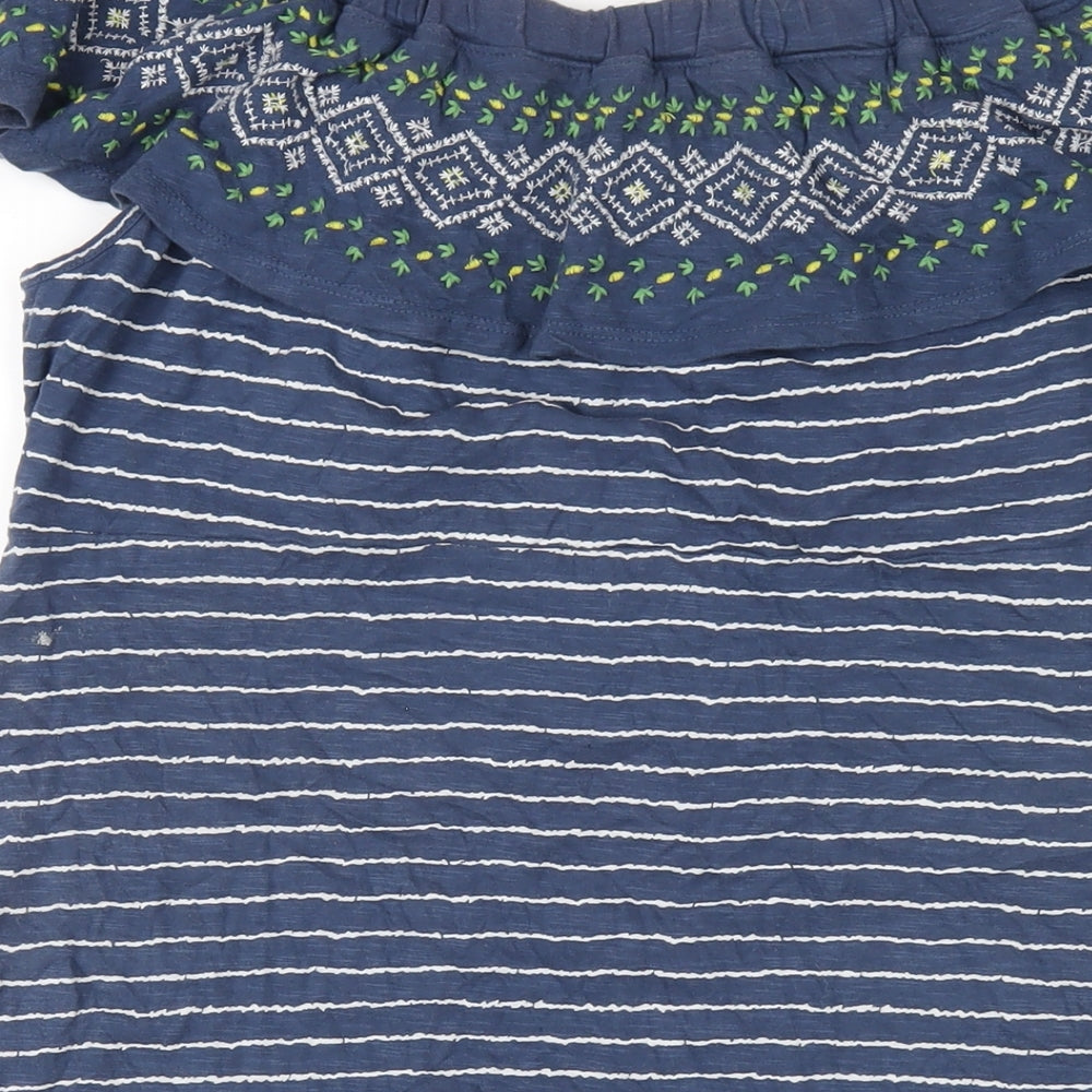 MANTARAY PRODUCTS Womens Blue Striped Cotton A-Line Size 20 Off the Shoulder Pullover