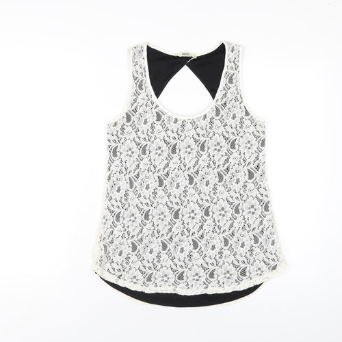 Oasis Womens White Polyamide Basic Tank Size S Scoop Neck