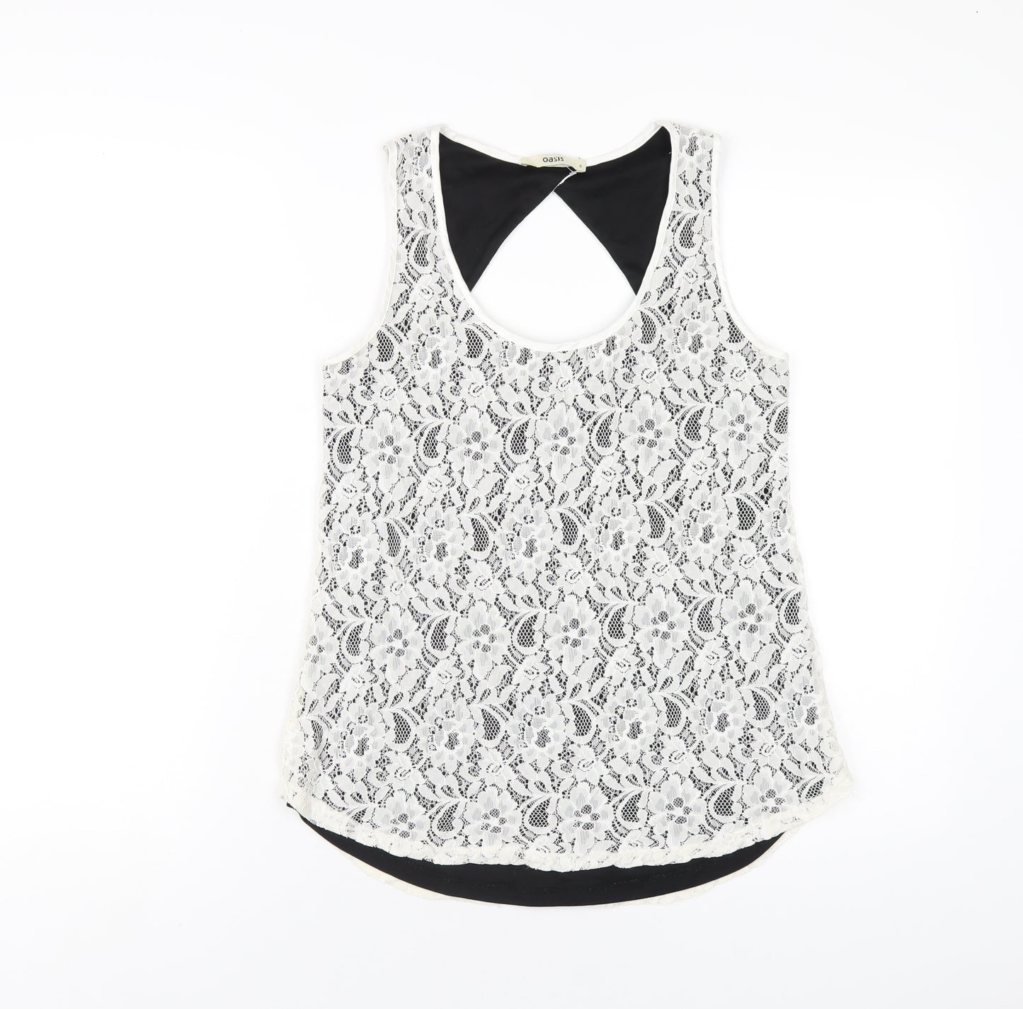 Oasis Womens White Polyamide Basic Tank Size S Scoop Neck