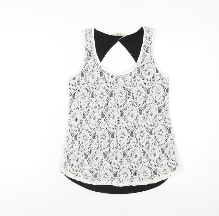 Oasis Womens White Polyamide Basic Tank Size S Scoop Neck
