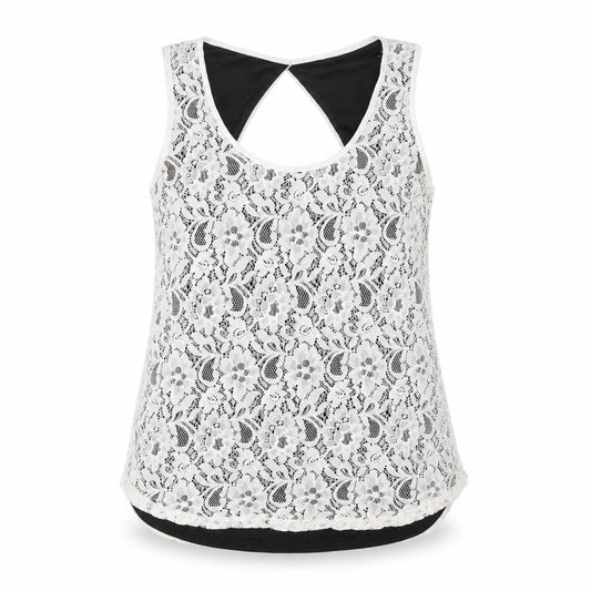 Front view of Oasis women’s white polyamide basic tank, size S, scoop neck