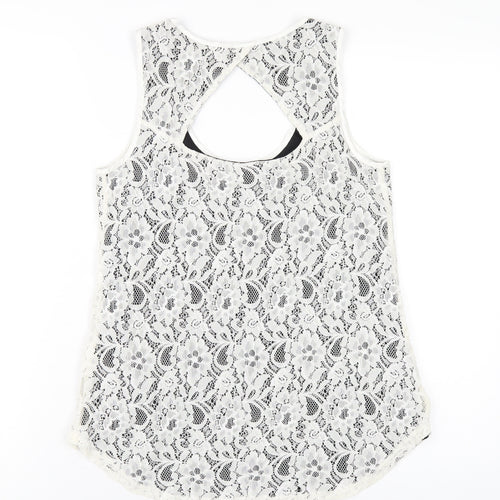 Oasis Womens White Polyamide Basic Tank Size S Scoop Neck