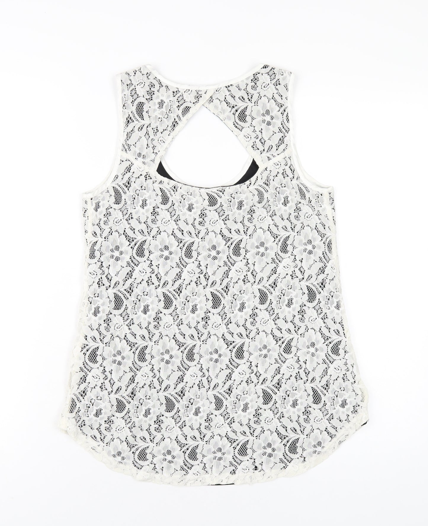 Oasis Womens White Polyamide Basic Tank Size S Scoop Neck