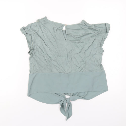 Oasis Womens Green Viscose Basic T-Shirt Size 12 Round Neck