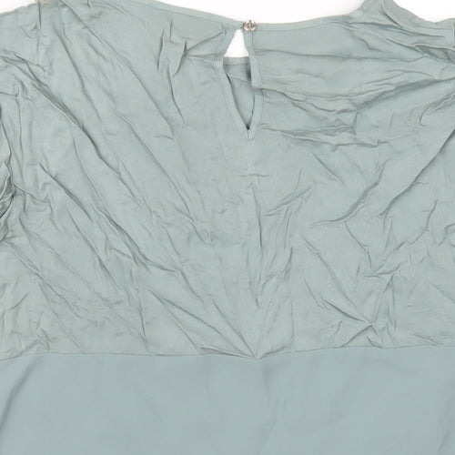 Oasis Womens Green Viscose Basic T-Shirt Size 12 Round Neck