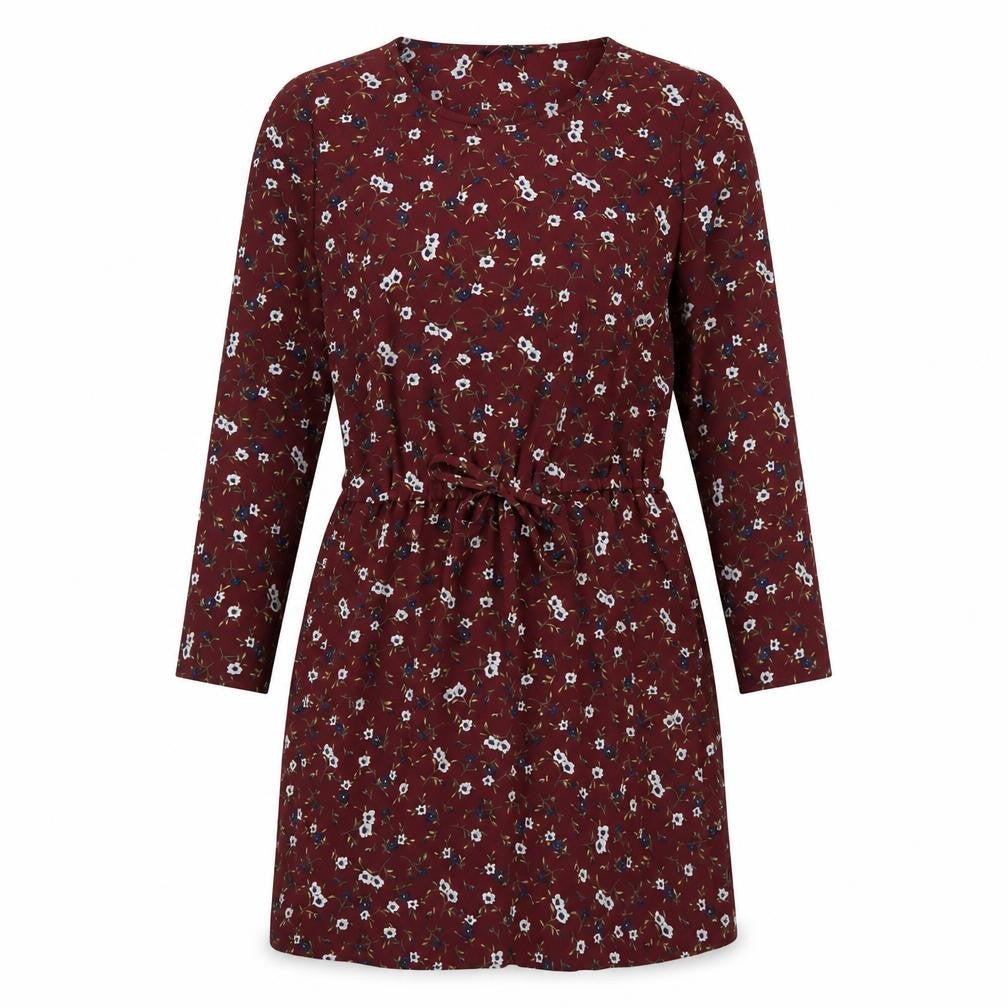 Front view of Only women’s red floral polyester a-line, size UK 12, round neck pullover