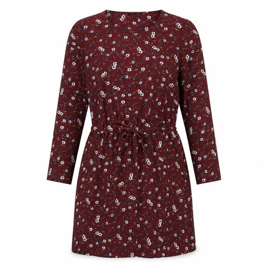 Front view of Only women’s red floral polyester a-line, size UK 12, round neck pullover