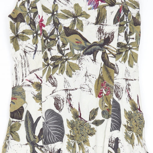 Solo Womens Multicoloured Floral Cotton A-Line Size 10 Round Neck Button