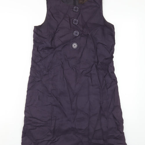 Great Plains Womens Purple Linen A-Line Size M Round Neck Zip