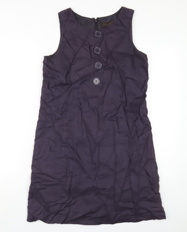Great Plains Womens Purple Linen A-Line Size M Round Neck Zip
