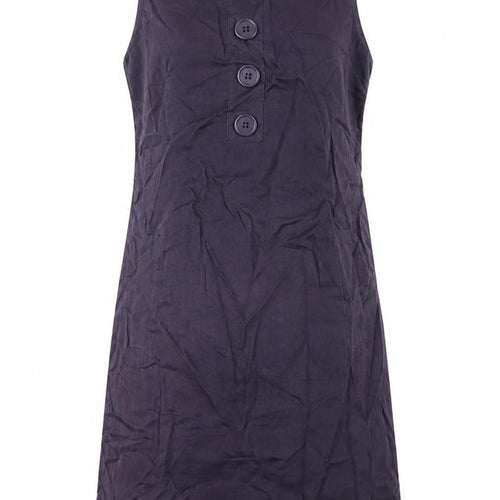 Great Plains Womens Purple Linen A-Line Size M Round Neck Zip