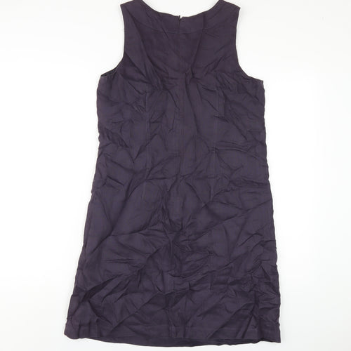 Great Plains Womens Purple Linen A-Line Size M Round Neck Zip