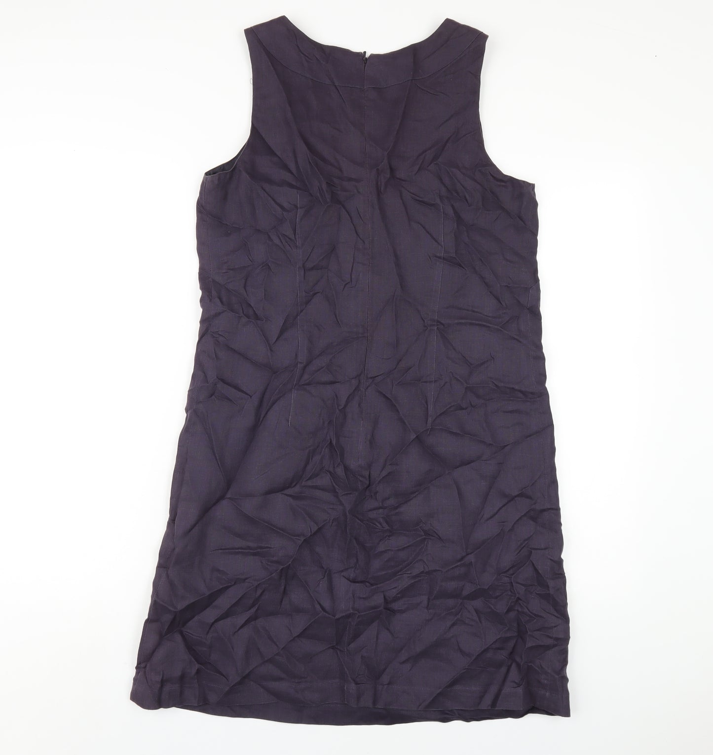 Great Plains Womens Purple Linen A-Line Size M Round Neck Zip