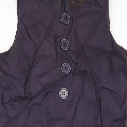 Great Plains Womens Purple Linen A-Line Size M Round Neck Zip