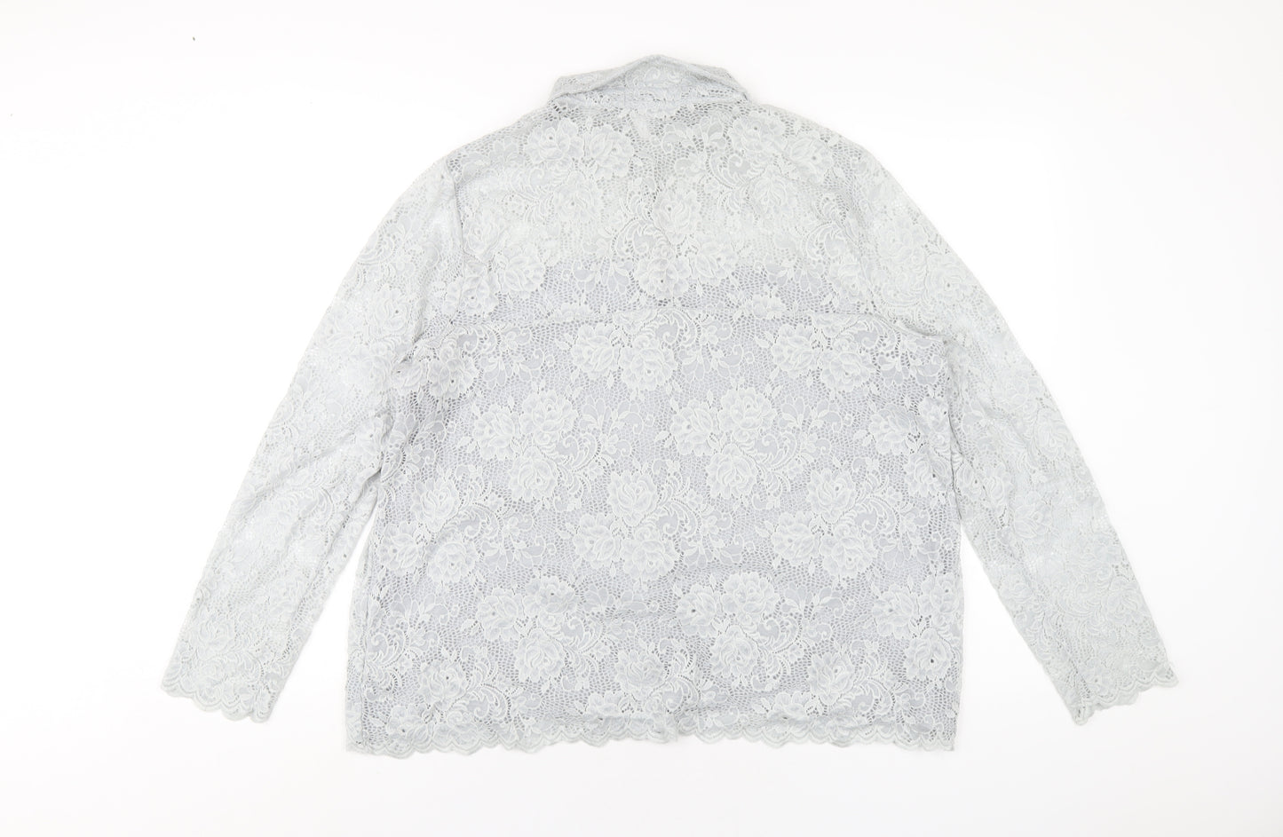 Per Una Womens Grey Polyamide Basic Button-Up Size 18 Collared