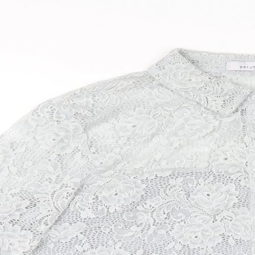 Per Una Womens Grey Polyamide Basic Button-Up Size 18 Collared