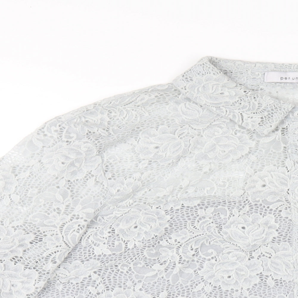 Per Una Womens Grey Polyamide Basic Button-Up Size 18 Collared