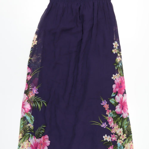 Accessorize Womens Purple Geometric Polyester Maxi Size S V-Neck Pullover
