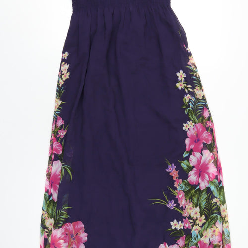 Accessorize Womens Purple Geometric Polyester Maxi Size S V-Neck Pullover