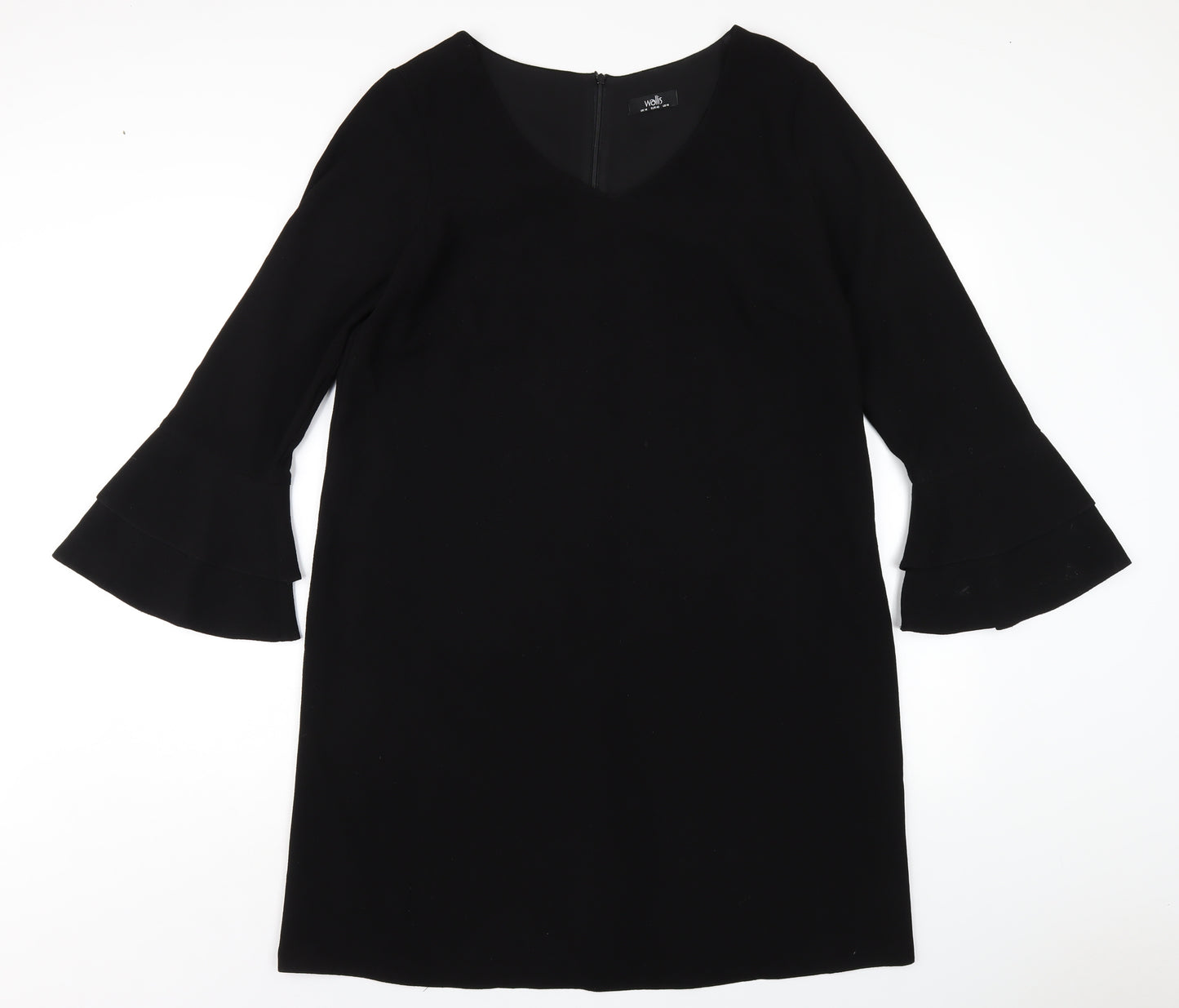 Wallis Womens Black Polyester A-Line Size 14 V-Neck Zip