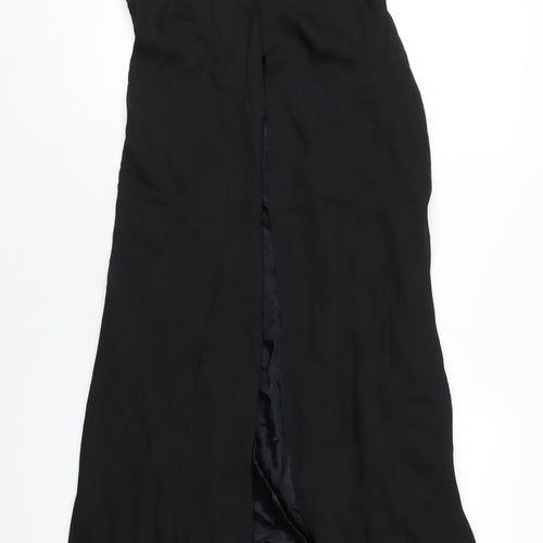 Eureka Womens Black Polyester Maxi Size L V-Neck Zip